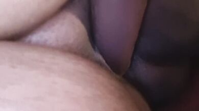 Ebony BBW fat pussy destroyed by big dildo just the tip tease tight gripping