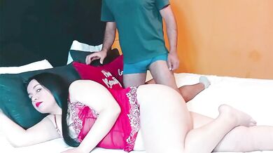 Destroyed My BBW Stepmom Wearing Red Lingerie With Huge Ass Gushing Hard Rough Sex