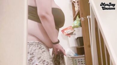 Heavy BBW Milf with Big Saggy Tits and Hairy Pubes Ignored During Busy Clean up Before Nipslip and Oops Pussy Flash Destroyed Her