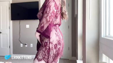 Curvy MILF with natural tits plays dress up in sheer lingerie
