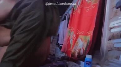 Cleaning My Friend's Room Gushed Choked Against The Wardrobe Rough Latina Amateur