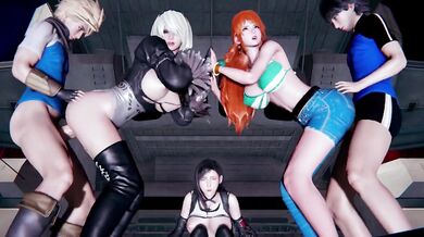 Tifa Nami 2B Multiplayer Sex Exclusive Cosplay Hentai 3D Animation Clothed 6some Group Chubby Big Tits Big Ass Orgy Cumshot Female Orgasm HD Porn Verified