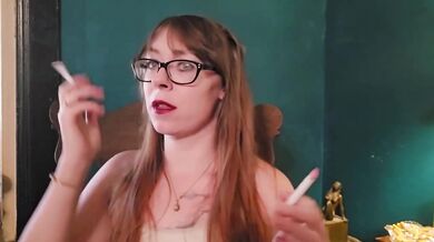 Brunette Glasses Smoking Milf Destroyed By Multiple Cigarettes Amateur