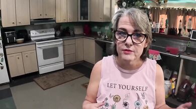 Sexy Mature Granny Bakes Pumpkin Pie In Kitchen