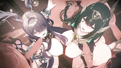 Genshin Impact Orgy Destroyed Lauma Nefer Threesome Hentai Animation Gushing Creampie