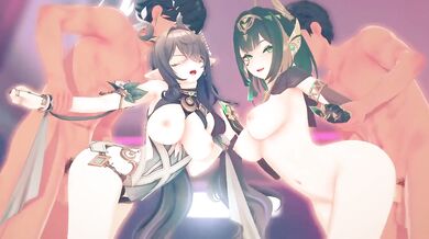 Genshin Impact Orgy Destroyed Lauma Nefer Threesome Hentai Animation Gushing Creampie