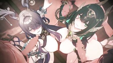 Genshin Impact Orgy Destroyed Lauma Nefer Threesome Hentai Animation Gushing Creampie