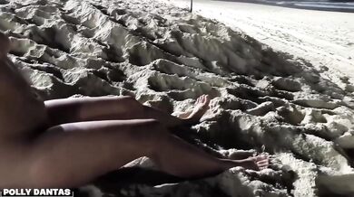 Naked Exhibitionist Wife Destroyed Gushing Choked On Public Beach Risky Outdoor
