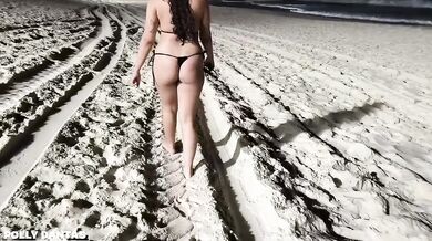 Naked Exhibitionist Wife Destroyed Gushing Choked On Public Beach Risky Outdoor