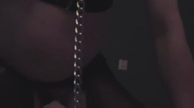 Hooded Marked Sissy Trying to Force a Large Dildo in and Failing Miserably