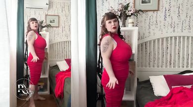I Tried 3 Red Dresses as a Busty Plus Size Woman Destroyed Gushing Choked
