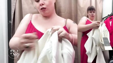 Office Outfit Try-On Destroyed By Big Chest Gushing Choked