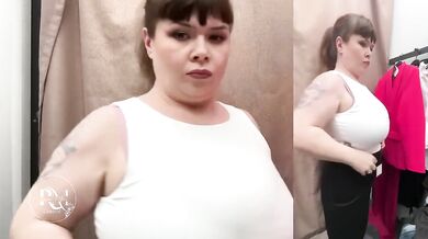 Office Outfit Try-On Destroyed By Big Chest Gushing Choked