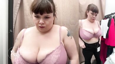 Office Outfit Try-On Destroyed By Big Chest Gushing Choked