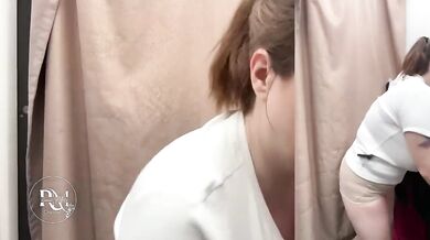 Office Outfit Try-On Destroyed By Big Chest Gushing Choked