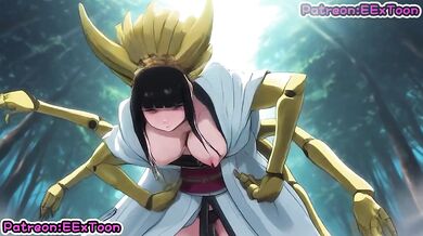 Senjumaru Shutara Destroyed Gushing Choked Big Tits Blow Job Hentai by eextoon