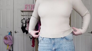 Fall Sweater Try On Haul With Big Natural Tits