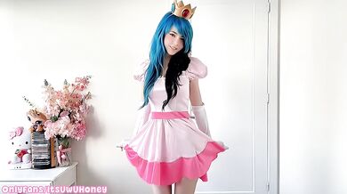 Super Princess Peach Cosplay Striptease Destroyed Gushing Choked