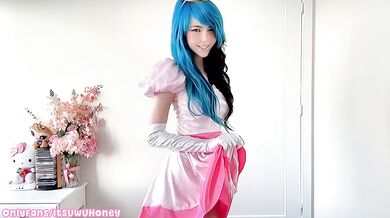 Super Princess Peach Cosplay Striptease Destroyed Gushing Choked
