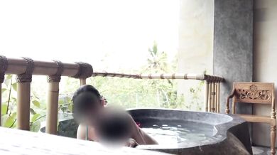 Breathtaking Balcony Open Bath With Student In Red Bikini Morning Hardcore Mix Sex