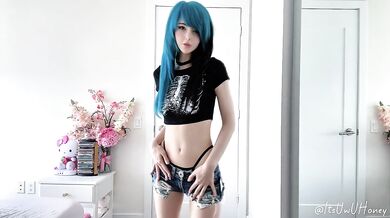 Cute Edgy Emo Girl Strips and Shows Off Her Perfect Natural Tits!