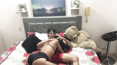 My sister-in-law enters my room with her sexy outfit, she starts kissing my neck and chest while I c
