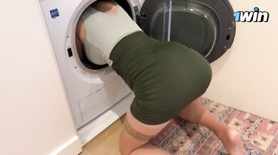 stepson fucks stepmom while she's stuck in washing machine