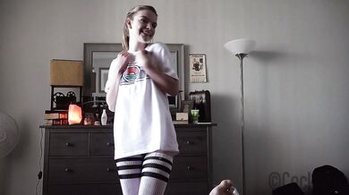 Seductive Submissive Step Sister Fucks Grounded Step Brother In Her Thigh Highs - Dahlia Red