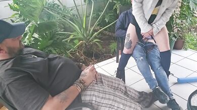 Cuckold jerking off while my friend fucks my wife