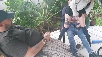 Cuckold jerking off while my friend fucks my wife
