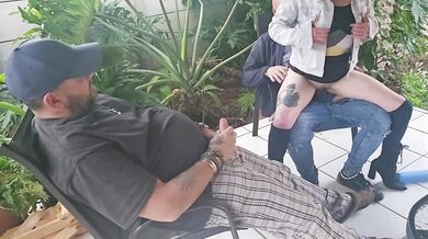 Cuckold jerking off while my friend fucks my wife