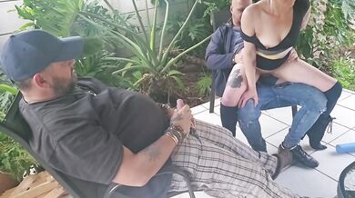 Cuckold jerking off while my friend fucks my wife