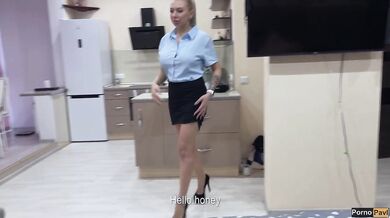 Wife came home from work and fucked her husband and his friend