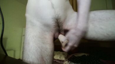 Dildo in pussy with a lot of lubricant