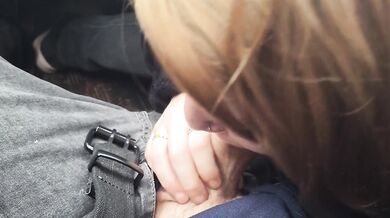 Risky Public Parking Lot Head: Deepthroating Him While People Walk By