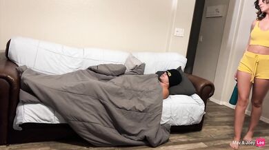 Horny Wife Fucks His Friend on the Couch- Lets Husband Eat Creampie and Fuck Right After