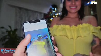 MERRY CHRISTMAS! Horny girl rides her friend's cock - JENIFER PLAY