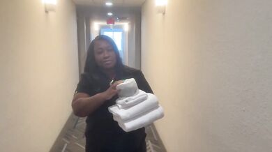 Ebony Hotel Maid Destroyed By Guest Eating Pussy