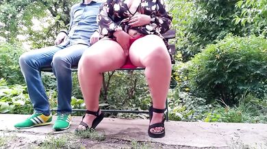 Hot milf squirts powerful gushing pussy outdoors in public