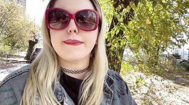 Beautiful Slavic Blonde Goddess Smoking Cigarette Outdoors In A Pretty Fall Landscape Destroyed Gushing Choked