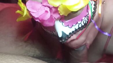 Masked amateur latina milf deepthroat cum soaked cock sucking compilation