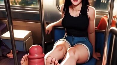 Spicy Toons Lin Plays Footsie On The Train Destroyed Choking Cum On Feet Foot Worship Hentai Public