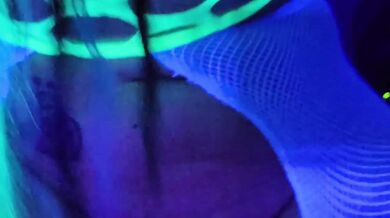 Glowing Blacklight Bush Gets Destroyed by Dildo Before Pussy Slide on Big Dick with Cum Spray