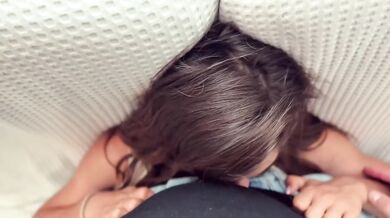 Sloppy Gagging Blowjob on Sofa with Stepsister Part 3