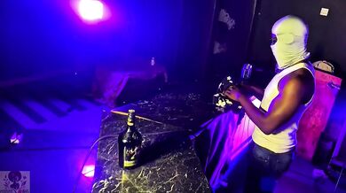 Ebony Ghana Bartender Blowjob BBC Sucking Almost Caught Nosey Fiancé Cums