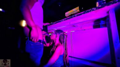 Ebony Ghana Bartender Blowjob BBC Sucking Almost Caught Nosey Fiancé Cums