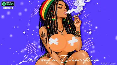 Orgasm study destroyed gushing choked love on the dancefloor German reggae cartoon