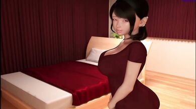 Friendly neighbour destroys me with massive boobs and mouth cum while seducing me in red dress