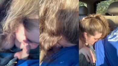 Big Titty BBW Sucks Dick In Car With Cum Drooling Mouth