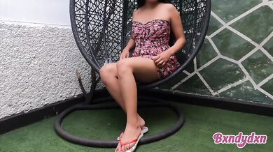 Amateur Latina Girl Masturbating Alone In Garden Wearing Sexy Dress PO V